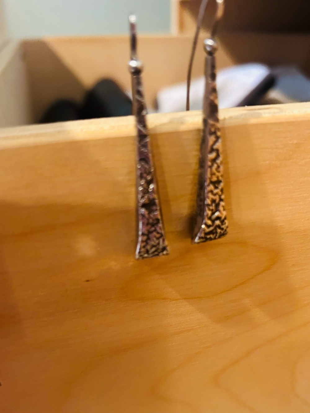 Source Unknown Silver Textured Drop Earrings